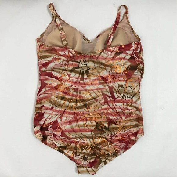 Gottex Silver One Piece Swimsuit Tropical Sz 24W - Picture 3 of 8